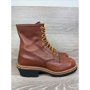 Red Wing Shoes 618 Mens Sz 12E2 Brown Leather Vibram 10-Eye Grommet Logging Boot